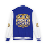 Letterman Jacket — God Money Power Gold Emblem Varsity Jacket