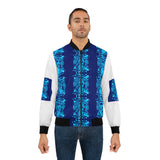 Blue Gothic Skull Pattern Bomber Jacket