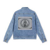 Denim Jacket with Graphic Back — 'God Money Power' Vintage-Inspired Men's Trucker Jacket