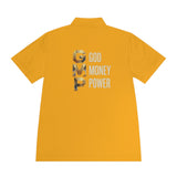 GMP 'God Money Power' Men's Sport Polo — Gold Lettering Performance Polo