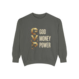 Sweatshirt — G.M.P. Gold Logo "God Money Power" Casual Graphic Sweatshirt