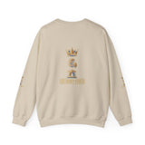 Crewneck Sweatshirt — "God Money Power" Crown & Coin Graphic