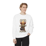 Sweatshirt — 'God Money Power' Crown & Fist Graphic Crewneck