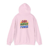 God Money Power Hoodie — Colorful Inspirational Religious Graphic Pullover