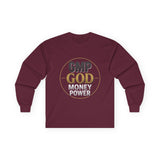 GMP GOD Money Power Long Sleeve Tee — Inspirational Faith & Wealth Shirt