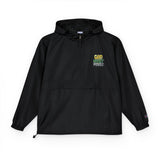 God Money Power- Royal Blue Packable Anorak Jacket with Floral Patch — Lightweight Hooded Windbreaker