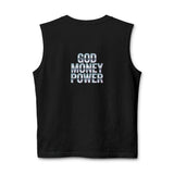 God Money Power Muscle Tank — Graphic Faith & Hustle Sleeveless Tee