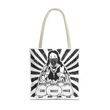 Iconic Madonna Tote Bag — 'God Money Power' Graphic All-Over Print