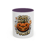 God Money Power- Pumpkin Coffee Mug — Halloween Accent Mug (11/15oz)