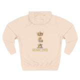 God Money Power Hoodie — Crown & Coin Vertical Graphic Fleece Hoodie