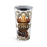 20oz Tumbler — God Money Power Crowned Fist Insulated Travel Cup
