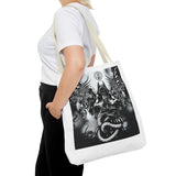 Angel Of Death Gothic Angel & Serpent Art Tote Bag – Dark Mystic Graphic Carryall