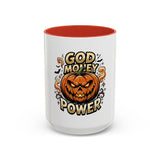 God Money Power- Pumpkin Coffee Mug — Halloween Accent Mug (11/15oz)
