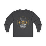 GMP GOD Money Power Long Sleeve Tee — Inspirational Faith & Wealth Shirt