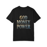 God Money Power T‑Shirt — Graphic Front & Back Statement Tee