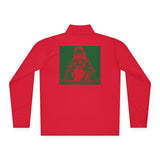 Quarter-Zip Pullover — Red & Green Sacred Heart Madonna Graphic