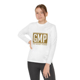 GMP "God Money Power" Youth Long Sleeve Tee — Gold Logo Athletic Shirt