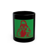 Black Mug - 'God Money Power' Red & Green Bandana Saint Graphic Coffee Mug
