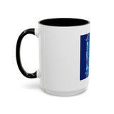 Blue Urban Prayer Coffee Mug — "God, Money, Power" Accent Mug