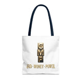 God • Money • Power Tote Bag — Inspirational Gold Block Design