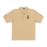 Embroidered Gold Bear Polo Shirt - Classic Casual Polo with Small Chest & Sleeve Embroidery