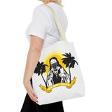 Religious Icon Bandana Tote Bag — 'God Honors Power' Palm Tree Sun Tote