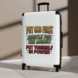 Suitcase — “Put God First, Hustle for the Money, Put Yourself in Power” Inspirational Carry-On