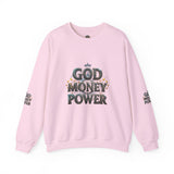 Crewneck Sweatshirt — "God Money Power" Graphic Pullover