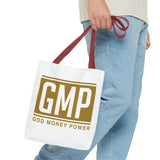 GMP Gold Logo Tote Bag — "God Money Power" Inspirational Canvas Tote