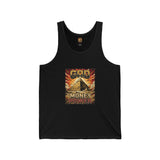 Tank Top — "God, Money, Power" Vintage Pyramid Graphic