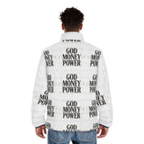 God Money Power Puffer Jacket — Bold Graphic Men's Winter Coat