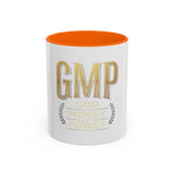 GMP Gold Accent Coffee Mug – "God Money Power" Inspirational Ceramic Cup