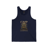 GMP Gold Throne Tank Top — Luxe Mythic Graphic Jersey Tank