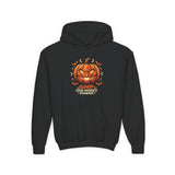 Youth Halloween Pumpkin Hoodie —“ God Money Power” Jack-o'-Lantern Graphic Hooded Sweatshirt