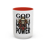 God Money Power-Coffee Mug — Skull Crown Gothic Accent Mug (11oz & 15oz)