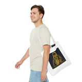 Religious Icon Tote Bag — 'God Money Power' Gold Graphic