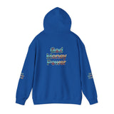 God Money Power Hoodie — Inspirational Graphic Pullover with Script on Sleeves