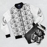 Graphic Bomber Jacket — Retro Monochrome Pattern