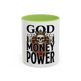 God Money Power-Coffee Mug — Skull Crown Gothic Accent Mug (11oz & 15oz)