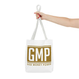 GMP Gold Logo Tote Bag — "God Money Power" Inspirational Canvas Tote