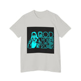 God Money Power T-Shirt — Retro Neon Graphic Tee (Front Illustration, Back Text)