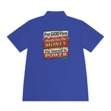 Men's Motivational Polo — "Put GOD First, Hustle For The Money, Put Yourself In Power"