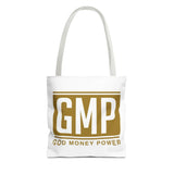 GMP Gold Logo Tote Bag — "God Money Power" Inspirational Canvas Tote