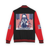 Letterman Jacket — Patriotic 'God Money Power' Graphic Varsity Jacket