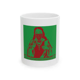 Religious Icon Bandana Mug — "God Money Power" Ceramic Coffee Cup (11oz, 15oz)