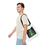 Graphic Tote Bag — Neon Green 'God Money Power' Icon Design
