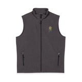 Men's Black Soft Shell Vest with Small Yellow Cartoon Logo — Lightweight Outdoor Workwear