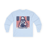 Long Sleeve Tee - Patriotic Bandana Mask Design with 'God, Money & Power' Graphic