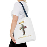 GMP 'God Money Power' Floral Cross Tote Bag