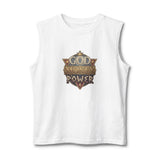 God Money Power Muscle Tank — Vintage Crest Graphic Tank Top